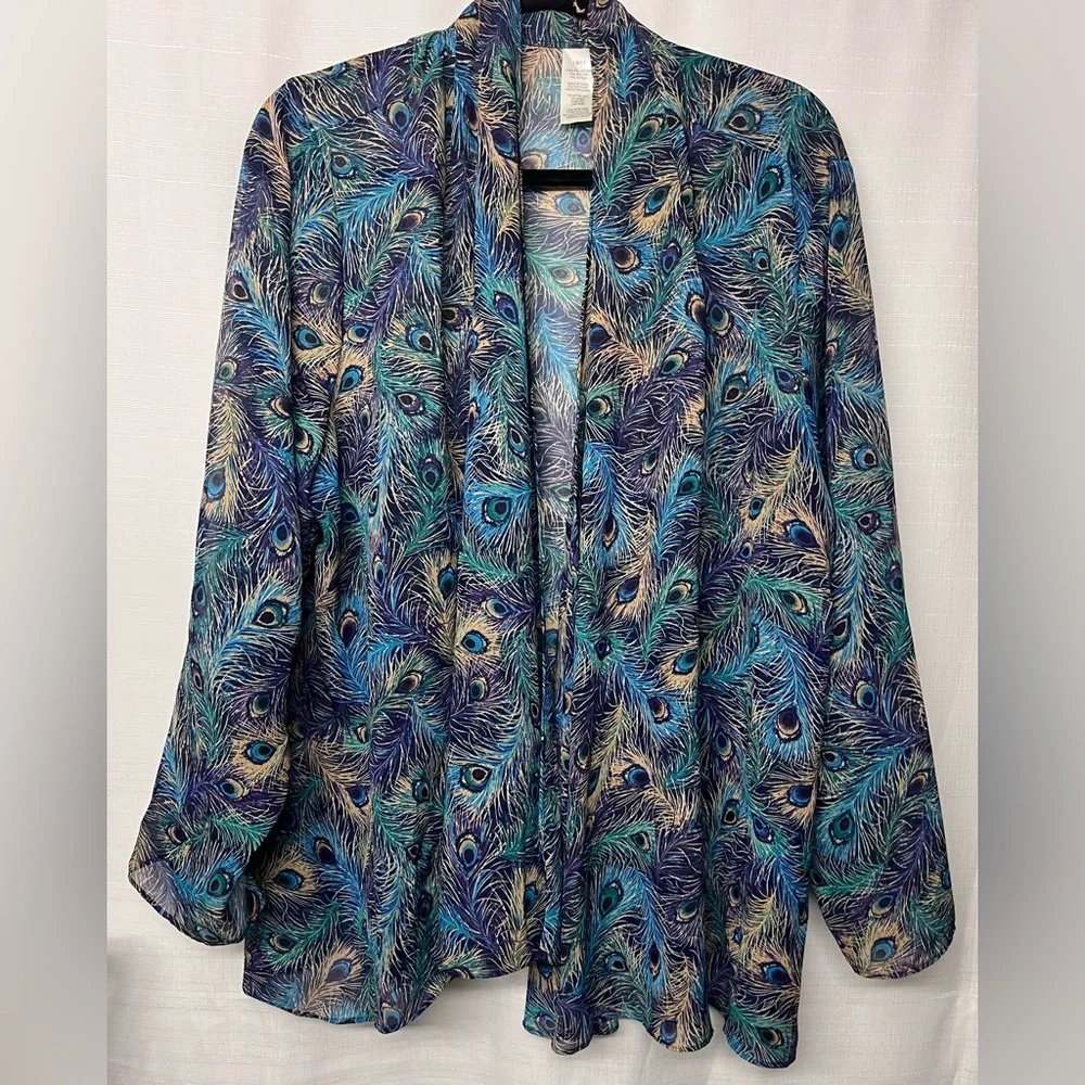 Open Faced Sheer Peacock Feather Jacket